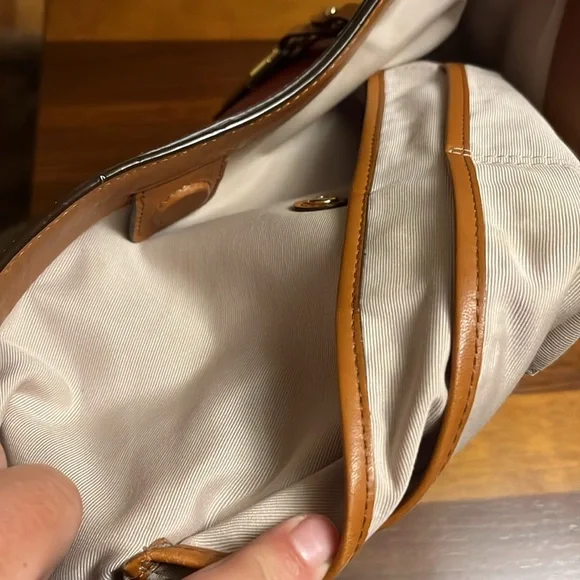 Ralph Lauren burgundy/ brown cow hide  Leather Hobo Bag, good preowned bag - Picture 8 of 17